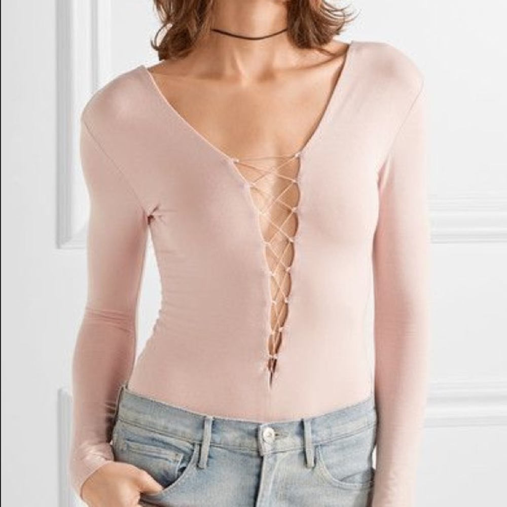 NWT Alexander Wang Baby Pink Laceup Bodysuit